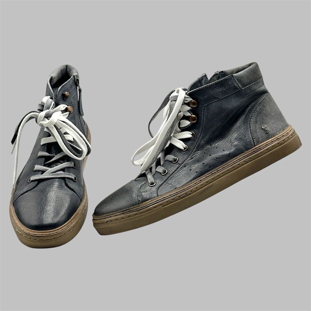 ROAN BY BED STU Mac II Sneakers  Leather Mens Size 9.5 Blue Grey Mid Top Casual